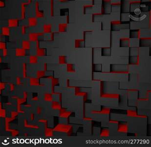 3D red and black abstract cube wallpaper. red and black abstract background cube. abstract background.