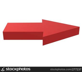 3d red arrow on white background. 3d illustration of red arrow. red arrow sign.
