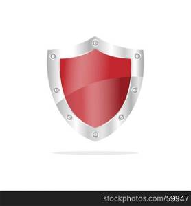 3D Red security shield on a white background