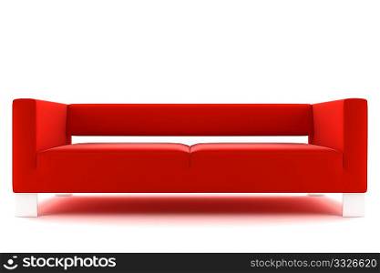 3d red sofa isolated on white background