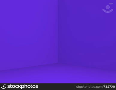 3d rendeirng. empty purple corner wall background.