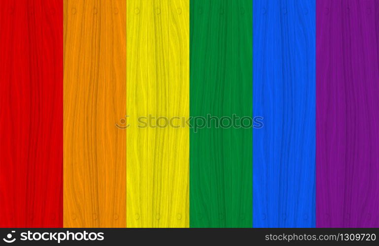 3d rendeirng. LGBT rainbow color wood panel design wall background.