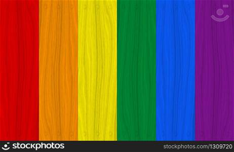 3d rendeirng. LGBT rainbow color wood panel design wall background.