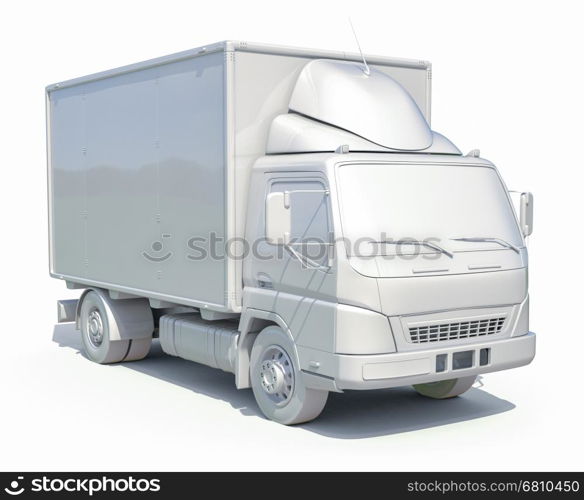 3d render: 3d White Delivery Truck Icon, Transporting Service, Freight Transportation, Packages Shipment, International Logistics, 3d Postal Truck, 3d Home Delivery Sign