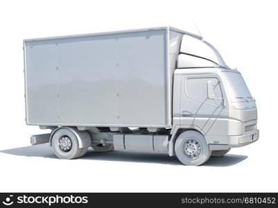 3d render: 3d White Delivery Truck Icon, Transporting Service, Freight Transportation, Packages Shipment, International Logistics, 3d Postal Truck, 3d Home Delivery Sign