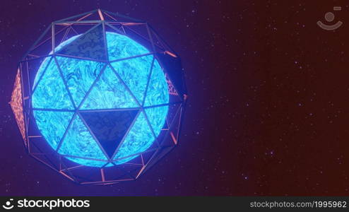 3D Render. Abstract futuristic cyber planet. World wide web. Digital background. Cyber security concept. Sci Fi modern futuristic bright space planet.. 3D Render. Abstract futuristic cyber planet. World wide web. Digital background. Cyber security concept