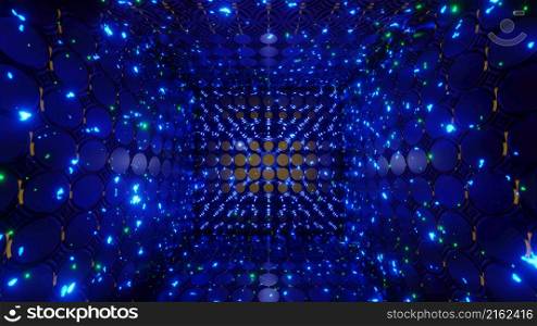 3D Render. Abstract futuristic geometric shapes background. Beautiful Relaxing Stylish Trippy Psychedelic Modern background, screensaver. Xmas and New Years holiday concert. 3D Render. Abstract futuristic geometric shapes background