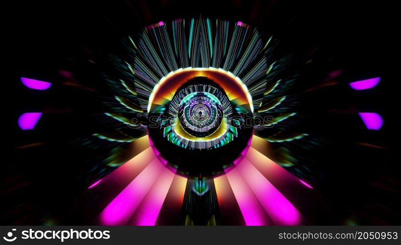 3D Render. Abstract futuristic geometric shapes background. Beautiful Relaxing Stylish Trippy Psychedelic VJ Loop. Modern background, kaleidoscopic. 3D Render. Abstract futuristic geometric shapes background