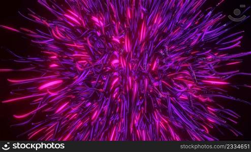 3D Render. Abstract futuristic geometric shapes background. Beautiful Relaxing Stylish Trippy Psychedelic VJ Loop. Modern background, screensaver. 3D Render. Abstract futuristic geometric background from wavy lines