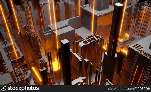 3D Render, Abstract neon mega city. Cyberpunk. Concept for night life, business district center. Futuristic cityscape. Silhouettes of futuristic skyscrapers. 3D Render, Abstract neon mega city. Cyberpunk. Futuristic cityscape. Silhouettes of futuristic skyscrapers