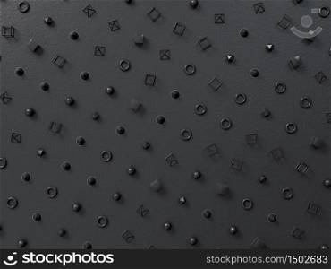 3d render background with black geometry figures on black paper. Perfect minimalist pattern. Place for your text.. 3d render background with black geometry figures on black paper. Perfect minimalist pattern. PLace for your text. Copyspace