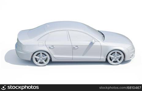 3d render: Car White Blank Template, 3d White Car Icon with Shadow, Business Sedan Car on White Background, Car Isolated, Automobile Isolated, Automobile Service Sign, Auto Body, Automobile Industry