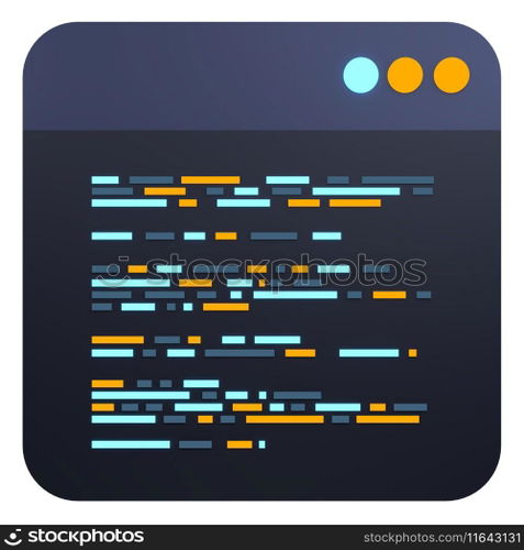 3d render coding icon. Coding screen 3d rendering. Programming with syntax code. 3d render illustration 