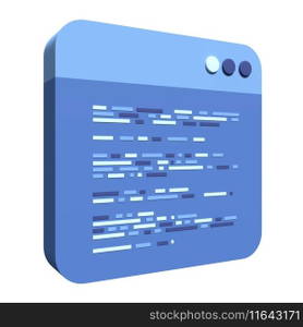 3d render coding icon. Coding screen 3d rendering. Programming with syntax code. 3d render illustration 