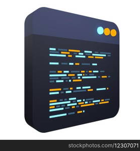 3d render coding icon. Coding screen 3d rendering. Programming with syntax code. 3d render illustration 