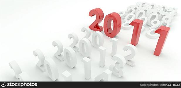 3D render depicting new year 2011transition