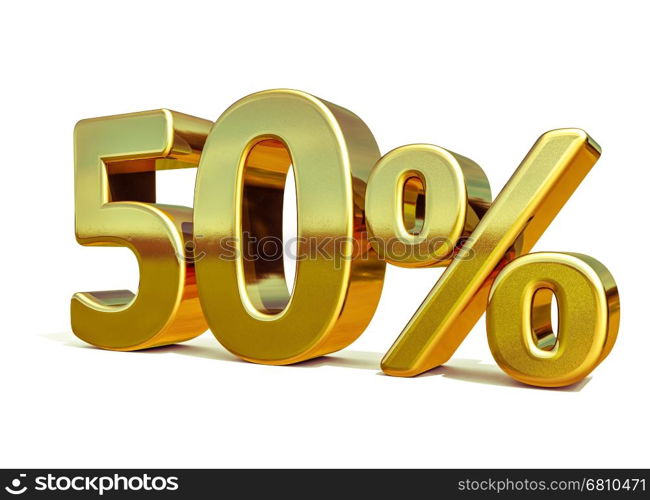 3d render: Gold 50 Percent Off Discount Sign, Sale Banner Template, Special Offer 50% Off Discount Tag, Fifty Percentages Up Sticker, Gold Sale Symbol, Gold Sticker, Banner, Advertising, Gold Sale 50%