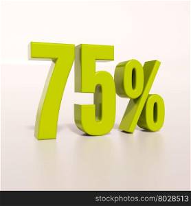 3d render: green 75 percent, percentage discount sign on white, 75%