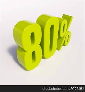 3d render: green 80 percent, percentage discount sign on white, 80%