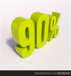 3d render: green 90 percent, percentage discount sign on white, 90%