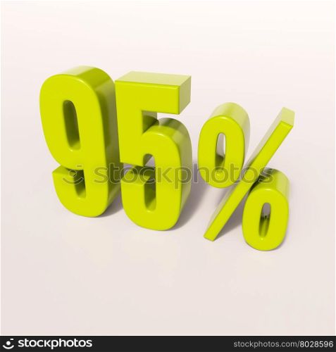 3d render: green 95 percent, percentage discount sign on white, 95%