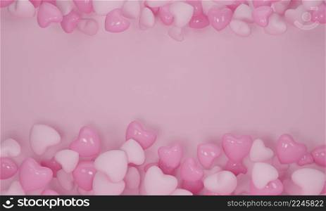3d render. Heart flying on pink pastel color background. Cute love banner or greeting card design for Happy Women&rsquo;s, Mother&rsquo;s, Valentine&rsquo;s Day and Birthday.