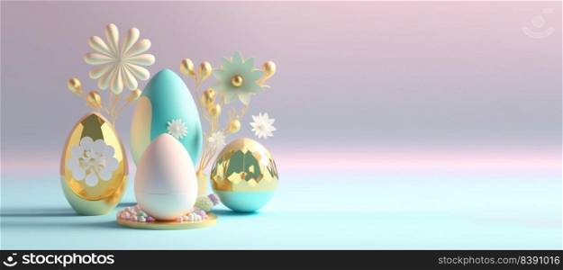 3D Render Illustration of Easter Background Greeting