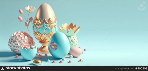 3D Render Illustration of Easter Banner