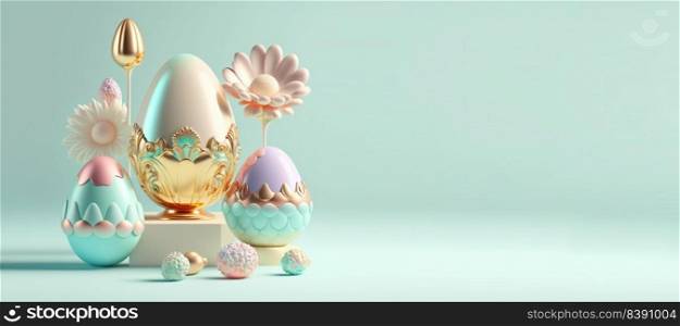 3D Render Illustration of Easter Celebration Background