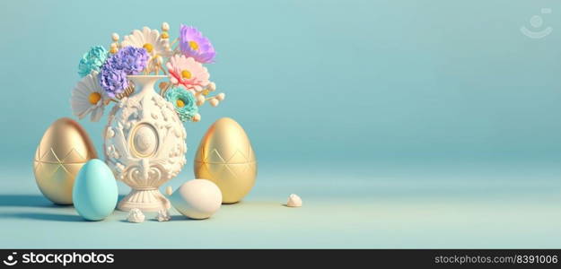 3D Render Illustration of Easter Celebration Banner