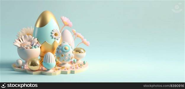 3D Render Illustration of Happy Easter Background