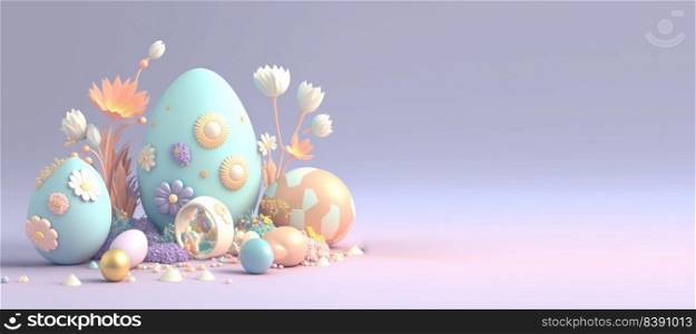 3D Render Illustration of Happy Easter Celebration Background
