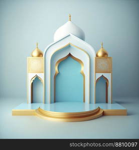 3d render illustration of mosque stage for podium or ramadan product display