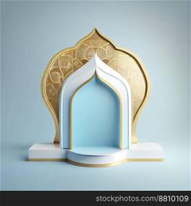 3d render illustration of mosque stage for podium or ramadan product display