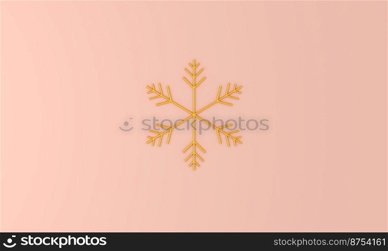 3d render metal golden snowflakes. winter symbol isolated on pink background. Marry Christmas decorations. snow in winter season holiday. Happy new year 