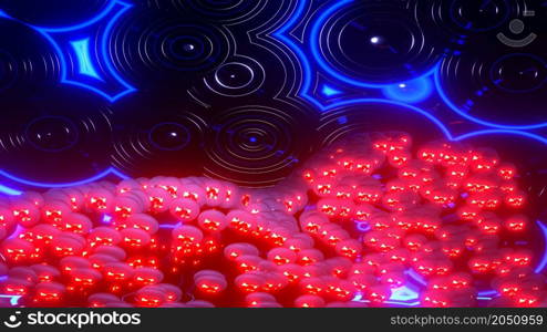 3D Render. Neon object abstract futuristic hi-tech motion background. Beautiful Relaxing Stylish Trippy Psychedelic Modern background, screensaver. 3D Render. Neon object abstract futuristic hi-tech motion background