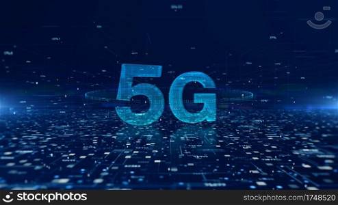 3D render of 5G High-speed connection, Technology network data connection, Digital data network and cyber security, Conceptual futuristic background