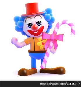 3d render of a clown with some pink candy