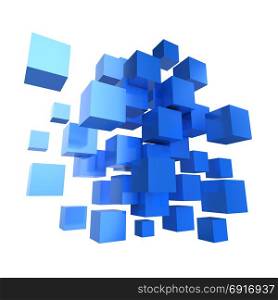 3d render of a collection of blue cubes