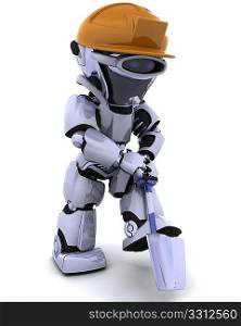 3D render of a construction robot with spade