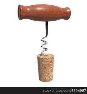 3d render of a corkscrew and cork
