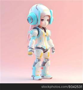 3D Render of a Cute Astronaut Girl on Pink Background