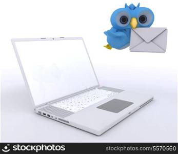 3D Render of a Cute Blue Bird Character