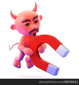 3d render of a devil with a magnet