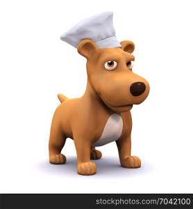 3d render of a dog wearing a chefs hat