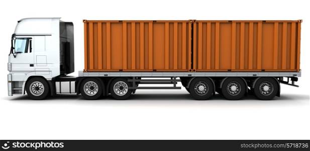 3D Render of a freight container Delivery Vehicle