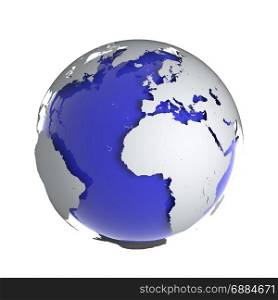 3d render of a globe of the Earth with raised continents