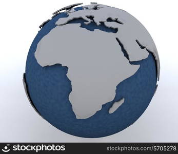 3D render of a Globe showing africa