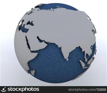 3D render of a Globe showing middle east region