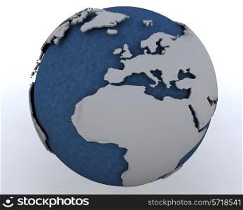 3D render of a Globe showing north africa and europe